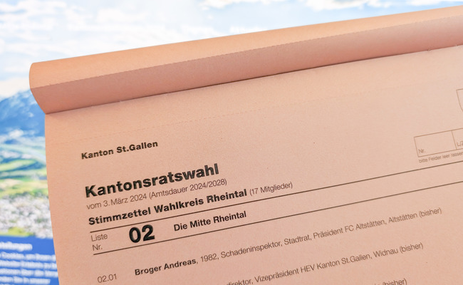 Kantonsratswahlen 2024: Liste Nr. 2 - Die Mitte Rheintal