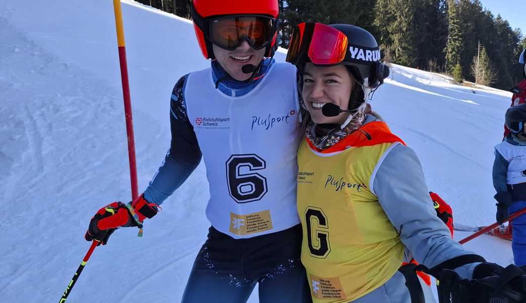 Ein harmonisches Duo: Die Wildhauserin Billie Stump ist Guide des sehbehinderten Skirennfahrers Sebastian Schmitz, der am Sonntag in Wildhaus erstmals ein Rennen bestritt.