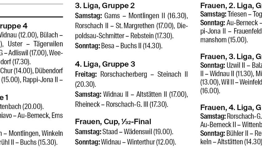 Diese Fussballspiele stehen an diesem Wochenende auf dem Programm. Draufklicken zum Vergrössern! Diese Fussballspiele stehen an diesem Wochenende auf dem Programm. Draufklicken zum Vergrössern!