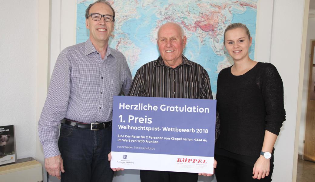 Von links: Remo Köppel von der Köppel Ferien AG, Heini Weder und Stefanie Bucciol von der Galledia Regionalmedien AG.