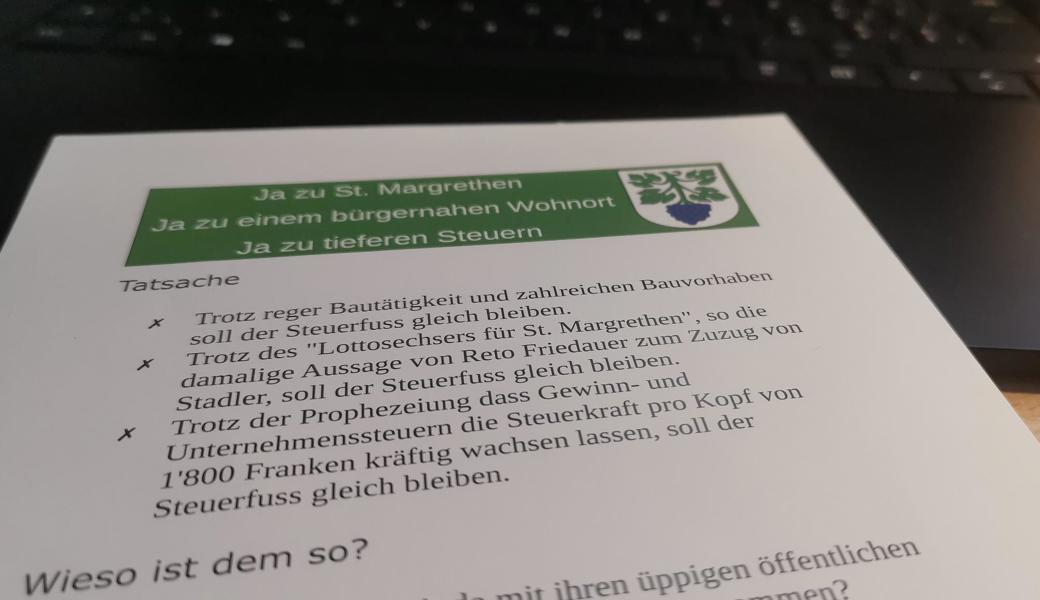 Der Flyer der IG lag am Montag in den St.Margrether Briefkästen.