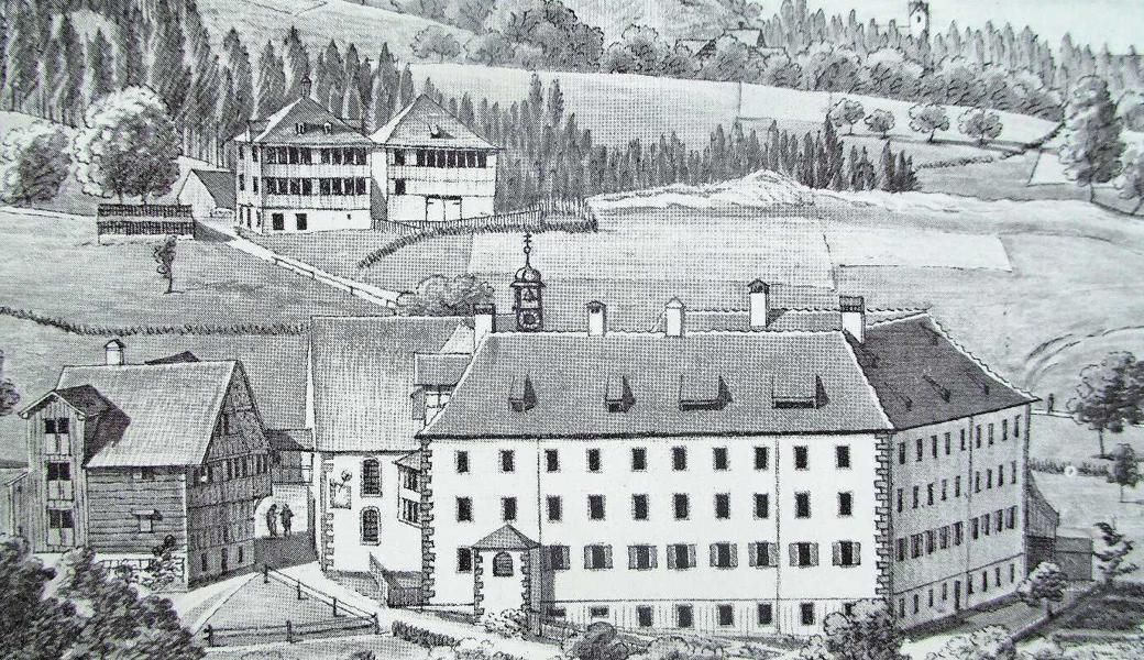 Hundert Jahre nach der Fertigstellung des Neubaus zeichnete Künstler Johann Ulrich Fitzi das Frauenkloster Grimmenstein, dessen Aussehen sich seither kaum verändert hat.		