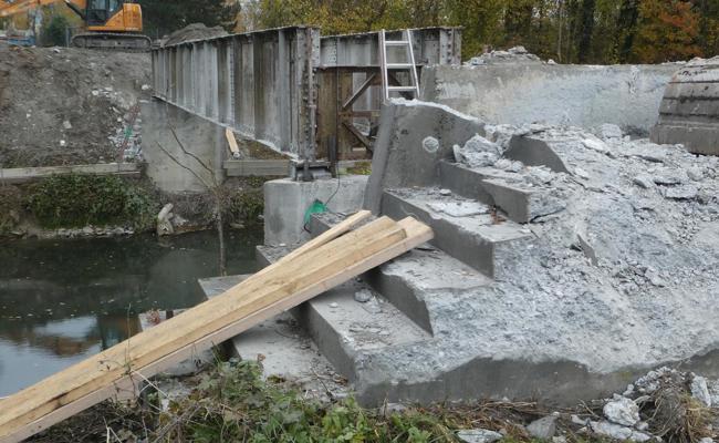 Bilder vom Rückbau der Binnenkanalbrücke