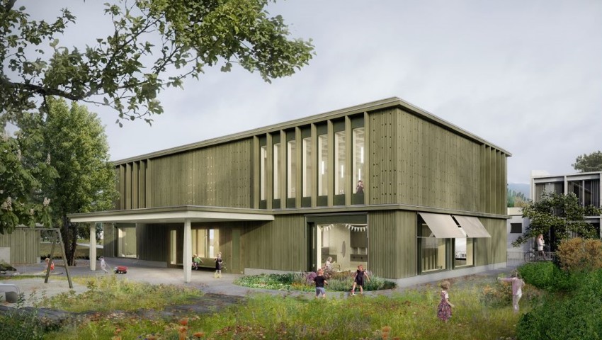 Der vom Architekturbüro Tom Munz in St. Gallen entworfene Doppelkindergarten mit Musikzentrum kann gebaut werden. Der vom Architekturbüro Tom Munz in St. Gallen entworfene Doppelkindergarten mit Musikzentrum kann gebaut werden.
