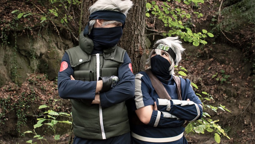 Das Cosplay-Paar als zwei Figuren aus dem Anime «Naruto». Das Cosplay-Paar als zwei Figuren aus dem Anime «Naruto».