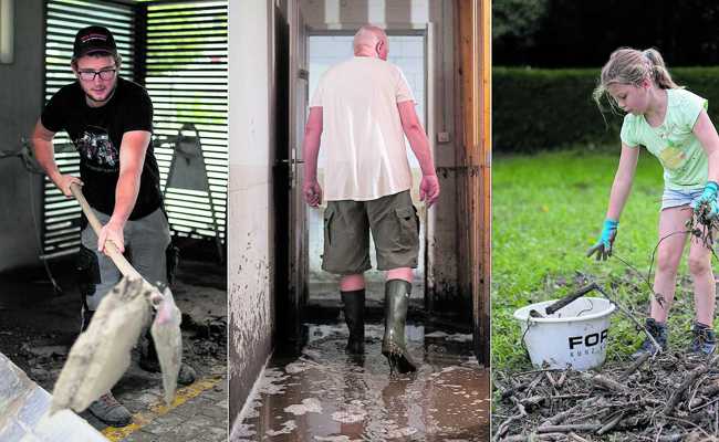 Vollgesaugte Akten im Gemeindehaus mussten nach dem Unwetter schockgefroren werden