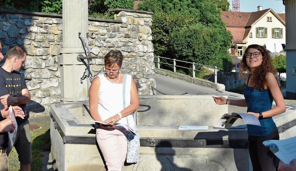 Wer bietet mehr? Tabea Mächler (in blau) stellt die Mathematiklehrer vor schwierige Aufgaben: «Wie viele Liter Wasser fasst der Schmittenbrunnen wohl?»