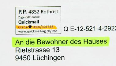 «An die Bewohner des Hauses ...»