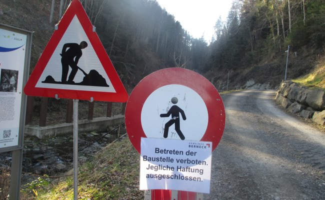 Sperrung: Wanderweg  ins Taatobel wird instand gestellt