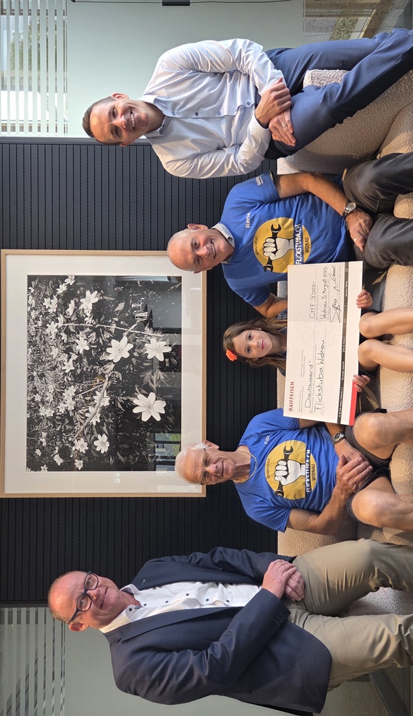 v.l.n. Thomas Haas (RBM), Fritz Girardet, Cabre Mayer, René Sieber und Mathias Weder (RBM)