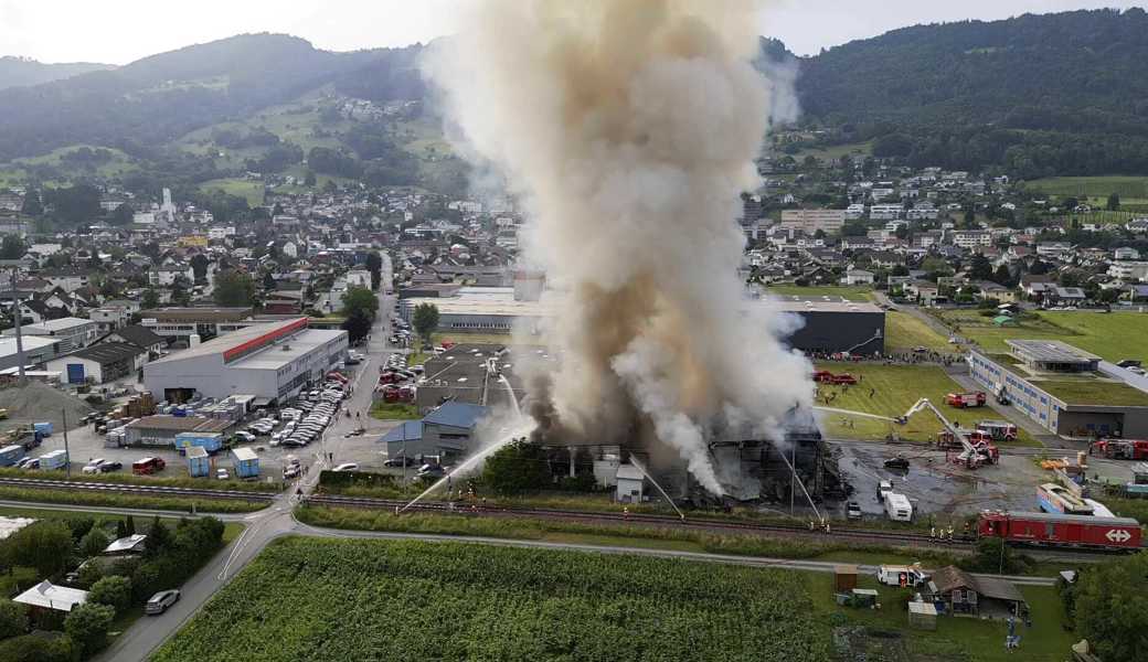 Grossbrand in Rebstein, Drohnenbild Sara Burkhard