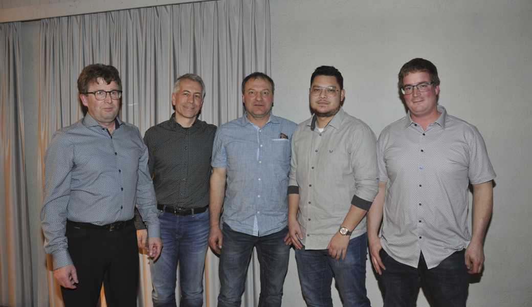 Die Geschicke der Rhode liegen in der Amtsdauer 2025 bis 2028 in der Hand des Verwaltungsrats (v.l.): Rhodmeister Walter Segmüller, Marcel Zünd, Josef Ritter, Kevin Steiger und Daniel Popp. 