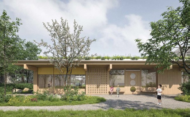 Viel Grün, Fichtenholz und Lehm: Heerbrugger Architekt baut Doppelkindergarten