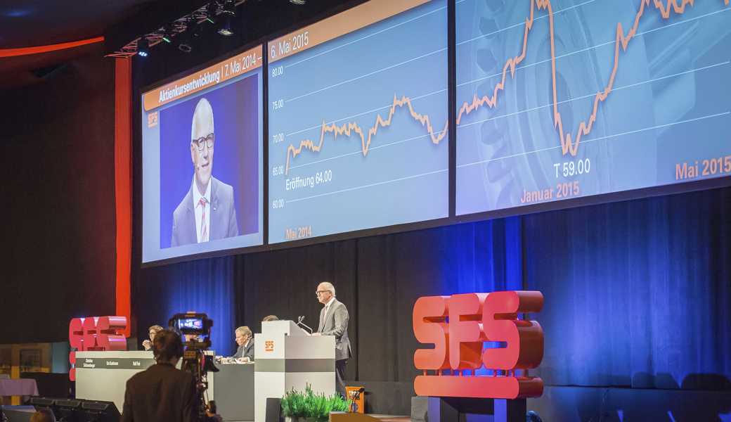 Ein Bild von der Generalversammlung 2015. Ein Jahr nach dem Börsengang interessierte die Entwicklung des Aktienkurses natürlich besonders. Der damalige CFO Rolf Frei äusserte sich zum Thema. 