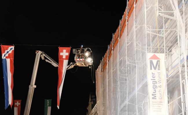 Fassade des Restaurants Kreuz fing Feuer