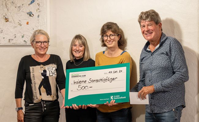 Rheintaler-Donnerstag-Club überreicht Insieme Ostschweiz einen Check