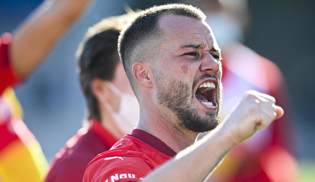 So bejubelte Gabriel Lüchinger am 11. April sein Tor zum 1:0 gegen den FC Sion.