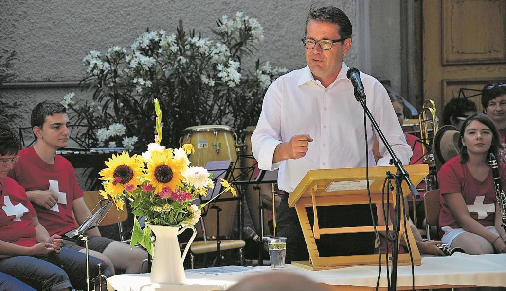 Die Schweiz dürfe nicht selbstzufrieden werden, sagte Festredner Regierungsrat Benedikt Würth. Die Schweiz dürfe nicht selbstzufrieden werden, sagte Festredner Regierungsrat Benedikt Würth.