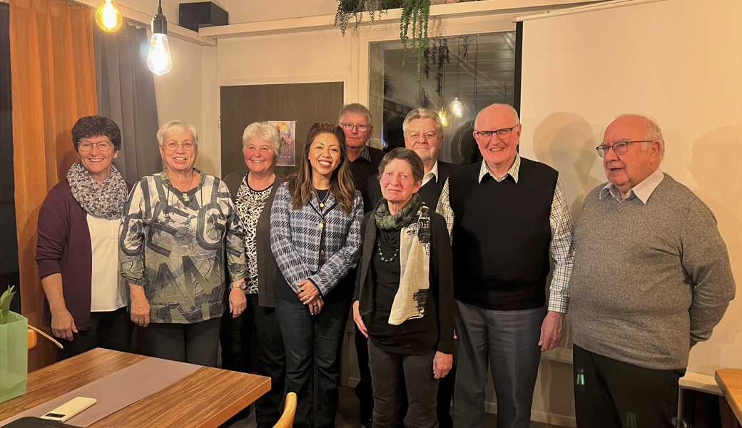 Gertrud Stieger, Brigitte Scholz, Erika Heeb, Janet Delgado, Erich Kobler, Margrith Graber, Herbert Heinzle, Xaver Baumgartner, Gino Stieger (von links).