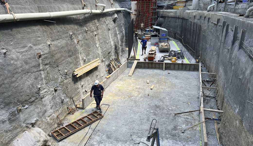 Die Bauarbeiten am Brendenbach in Altstätten sind in vollem Gange. Rund ein Drittel der Betonarbeiten sind abgeschlossen.  Bild: pd