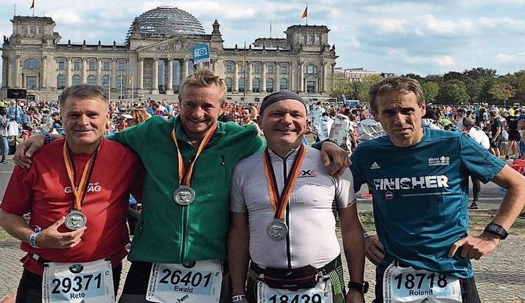 In Berlin (von links): Die Rheintaler Reto Moschen, Ewald Lenzi, René Frei und Roland Gächter.