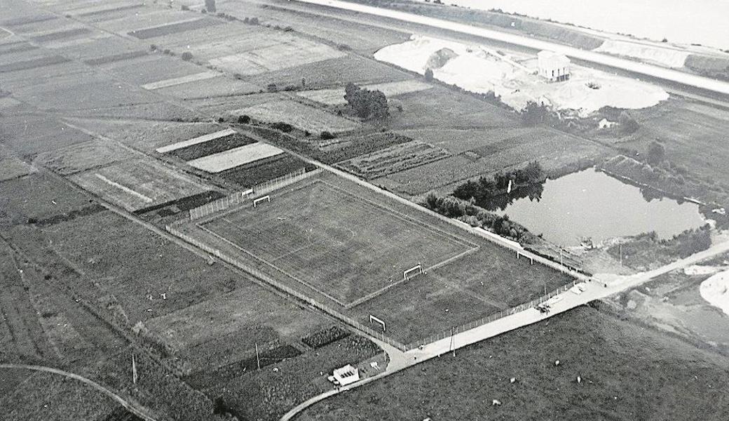 Der Fussballplatz Rheinblick vor der Eröffnung 1968.
