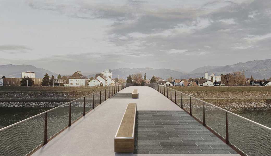 Die neue Brücke soll etwa 650 Meter südlich der Grenzbrücke gebaut werden.Visualisierung: pd