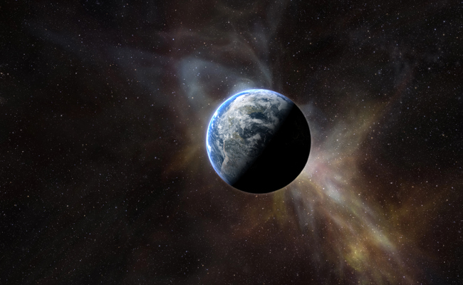 Die Erde ist ein kleiner Punkt im Universum