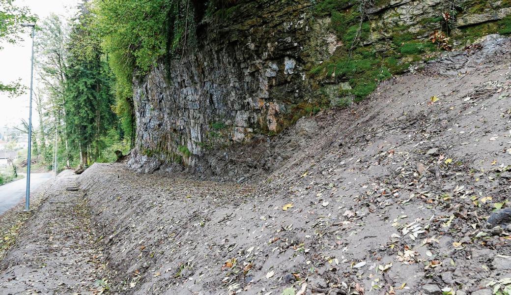 Sind die Temperaturen tief genug, so bilden sich am Sandstein des Schwalbenfelsens in Thal bis zu zehn Meter lange Eiszapfen. 