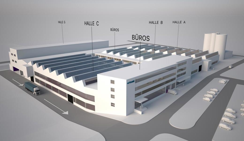 Die Nutzfläche beträgt 2,5 ha, das ganze Areal ist aber 4,5 ha gross, weil unter anderem ein grosser Parkplatz und eine weitere Aussenfläche besteht.