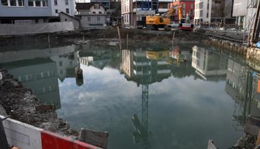 Ein temporärer See in Heerbrugg