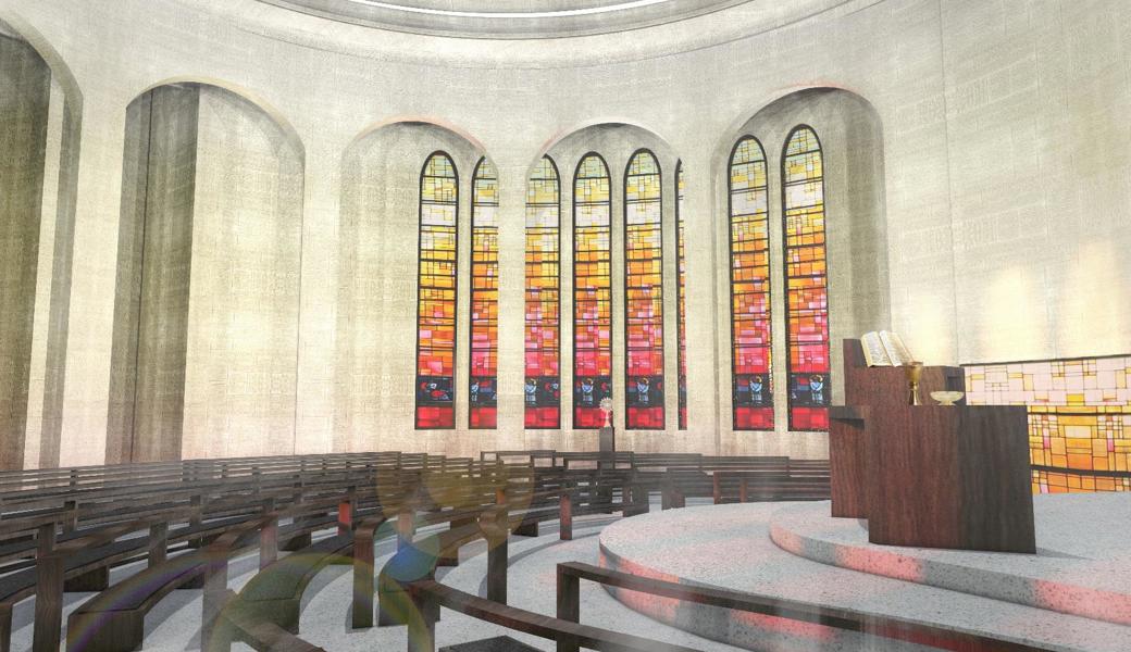 Die neue Altarinsel wird ins Kirchenschiff hineinragen. Dadurch ist der Altar näher bei den Gläubigen. Ausserdem entsteht im Chorraum Platz   für Anlässe kleinerer Gruppen. Die neue Altarinsel wird ins Kirchenschiff hineinragen. Dadurch ist der Altar näher bei den Gläubigen. Ausserdem entsteht im Chorraum Platz   für Anlässe kleinerer Gruppen.