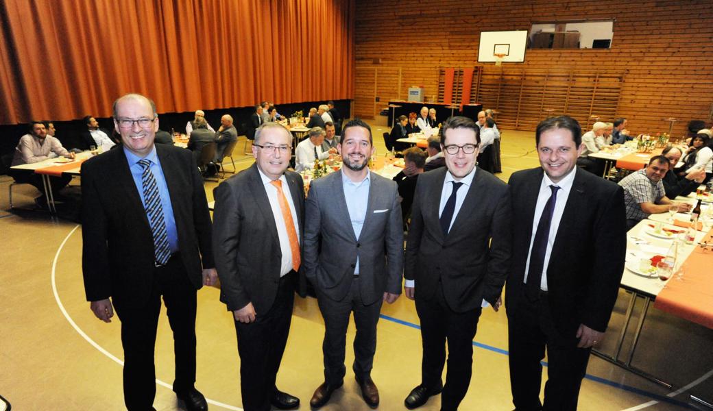 Sie wollen für die CVP nach Bern, von links: Markus Ritter, Thomas Ammann, Sandro Hess, Benedikt Würth, Patrick Dürr.