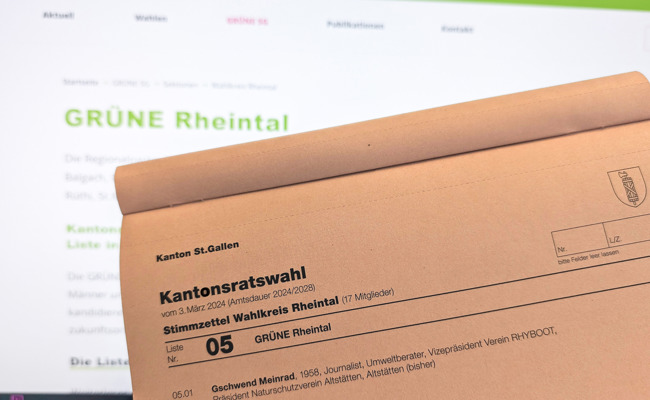 Kantonsratswahlen 2024: Liste Nr. 5 - Grüne Rheintal