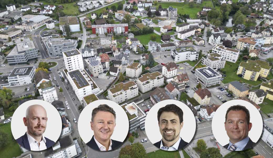 Wollen Gemeindepräsident werden (v. l.): Patrick Bollhalder, Alexander Herzog, Armin Hanselmann, Andreas Trösch.