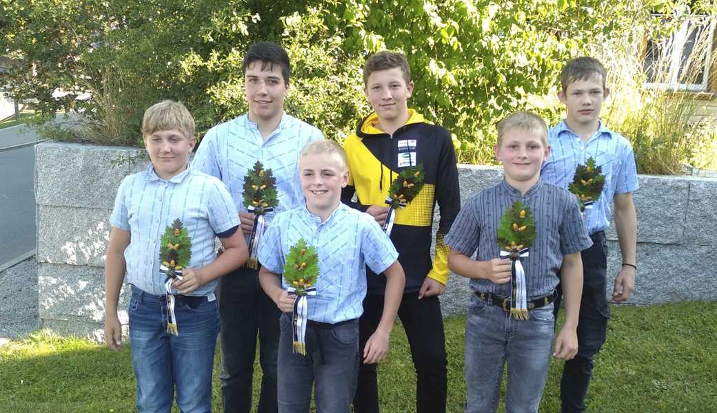 Rheintaler Zweig-Gewinner (von links): Jorin Wüst, Sandro Eugster, Lars Kobler, Dario Steiger, Roman Kobler und Adrian Meier. Es fehlen: Daniel Gasenzer und Johannes Eggenberger. 