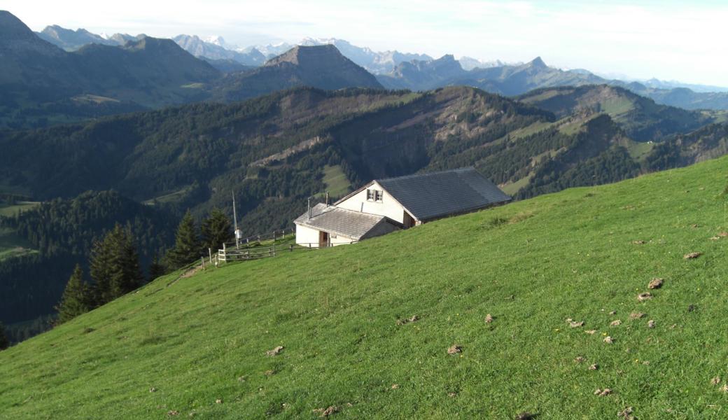 Die Alphütte vor dem Brand. 