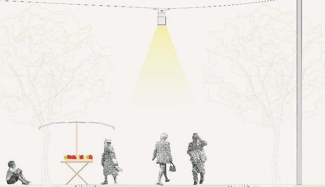 Bei der neuen Gestaltung des Kirchwegs ergibt sich Platz für Marktstände an der Strassenseite. Bilder: pd Bei der neuen Gestaltung des Kirchwegs ergibt sich Platz für Marktstände an der Strassenseite. Bilder: pd