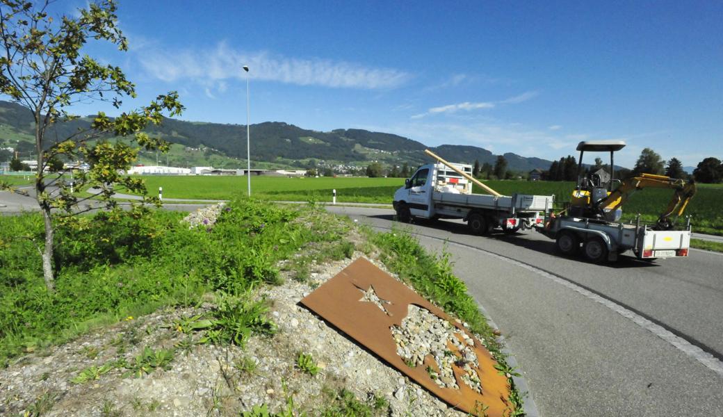 Kreisel Kriessernstrasse: Bis für den Bau der Ostumfahrung der erste Bagger aufgefahren wird, dauert es noch ein paar Jahre.