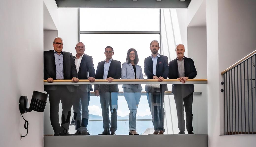 Mutter und Väter der Vision einer vereinigten Stadt Rheintal: Ruedi Mattle, Rolf Huber, Alexander Breu, Irene Schocher, Alex Arnold, Andreas Eggenberger (von links).