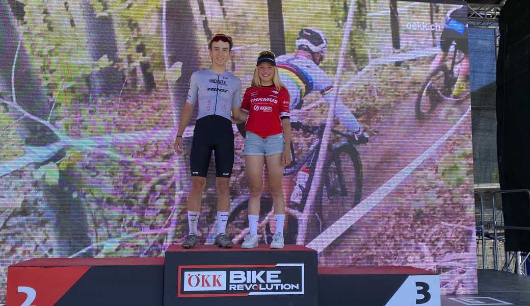 Sie träumen vom Regenbogentrikot: Micha Alder und Sirin Städler vom VC Altstätten siegten an der ÖKK Bike Revolution in Davos. 
