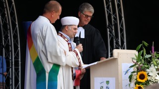 Diakon Bernd Bürgermeister (von links), Imam Zekai Aydin und Pfarrer Andreas Brändle. Diakon Bernd Bürgermeister (von links), Imam Zekai Aydin und Pfarrer Andreas Brändle.