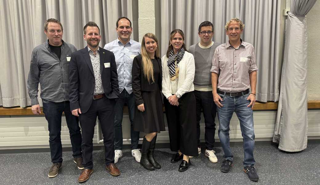 Prägten die GV 2024: (v. l.) Martin Kobler, Andreas Broger, Michael Eugster, Aline Schäpper, Jenny Thür, Marc Lüchinger und Michael Manser.