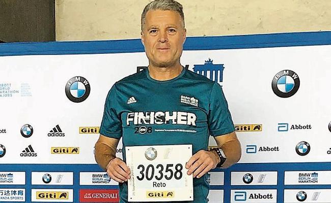 Reto Moschen nahm am Berlin-Marathon teil