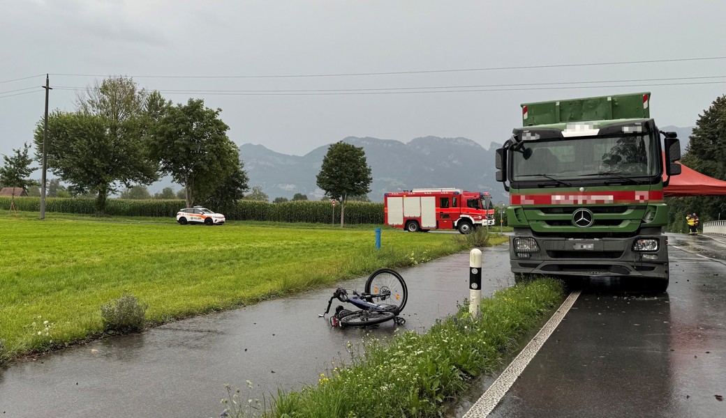 Die Einsatzkräfte konnten nur noch den Tod des E-Bike-Fahrers feststellen.