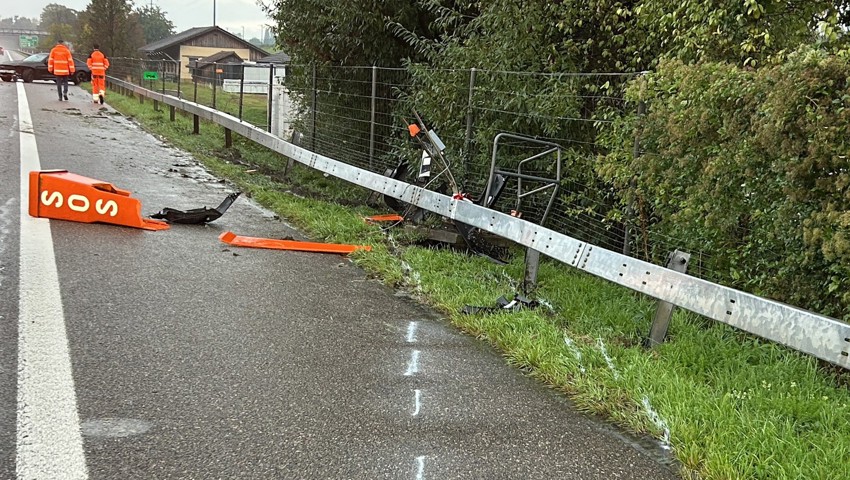 Der Wagen kollidierte unter anderem mit einer Notrufsäule.