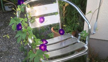 Winde umschlingt Gartenstuhl