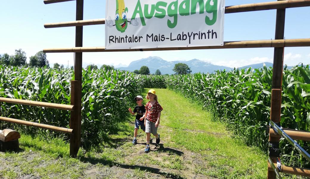 Geschafft! Nach 45 Minuten haben diese Kinder die Irrwege im Labyrinth erfolgreich hinter sich gebracht.