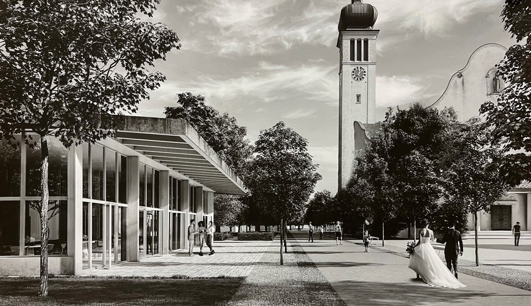 Kennzeichnend für den Neubau auf dem Kirchweg ist ein grosszügiges Vordach. Kennzeichnend für den Neubau auf dem Kirchweg ist ein grosszügiges Vordach.