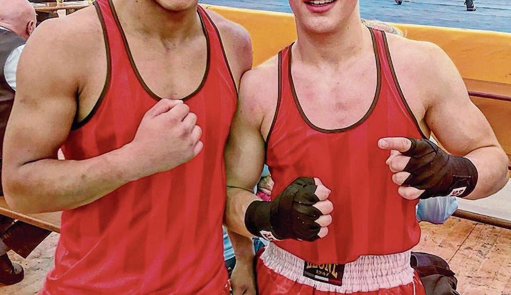 Matheus de Sousa (v.l.) und Muhammed Temizer vom BC Rheintal gewannen ihre Kämpfe. 